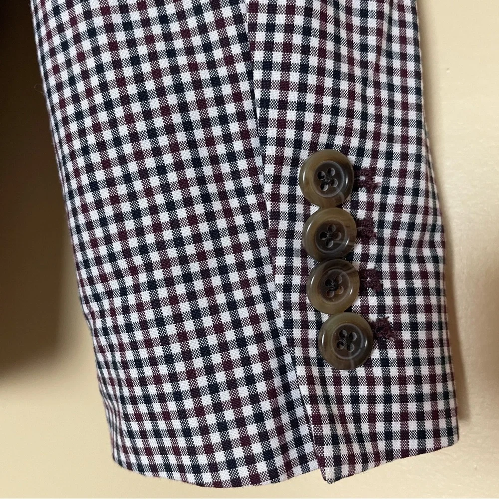 J. Crew Rhodes Micro-Gingham Plaid Blazer Jacket Size 2 Office Preppy Academia
